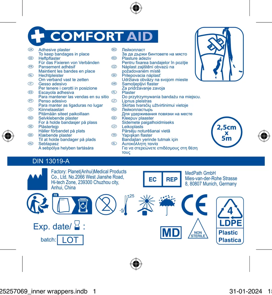Kit de secours d'urgence 41 pièces format compact 80x160x250 mm rouge