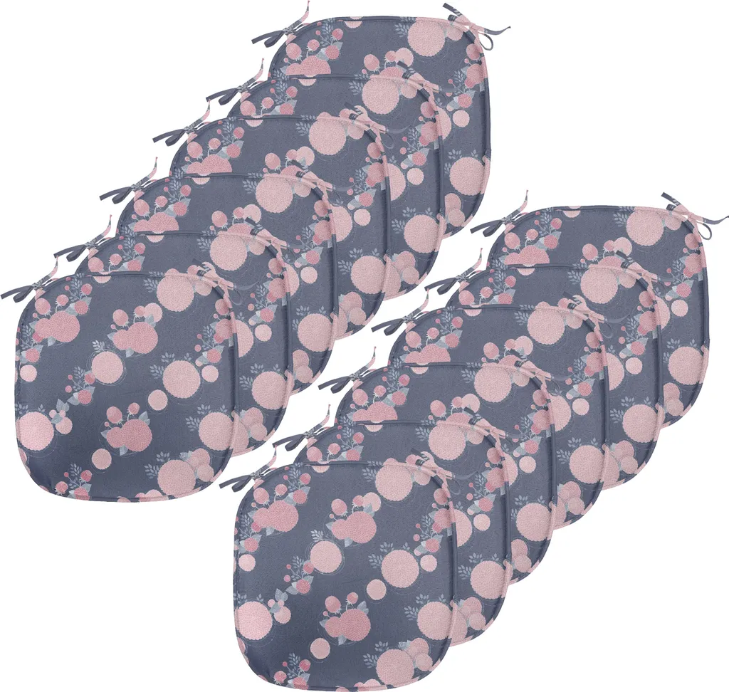 ABAKUHAUS Cuscini artistici da giardino per sedie da sala da pranzo, Rosa Astern Romantico, cuscino decorativo impermeabile con cinturini per sedie da cucina, 40 cm x 40 cm - confezione da 12, blu ardesia scuro Schamesröte