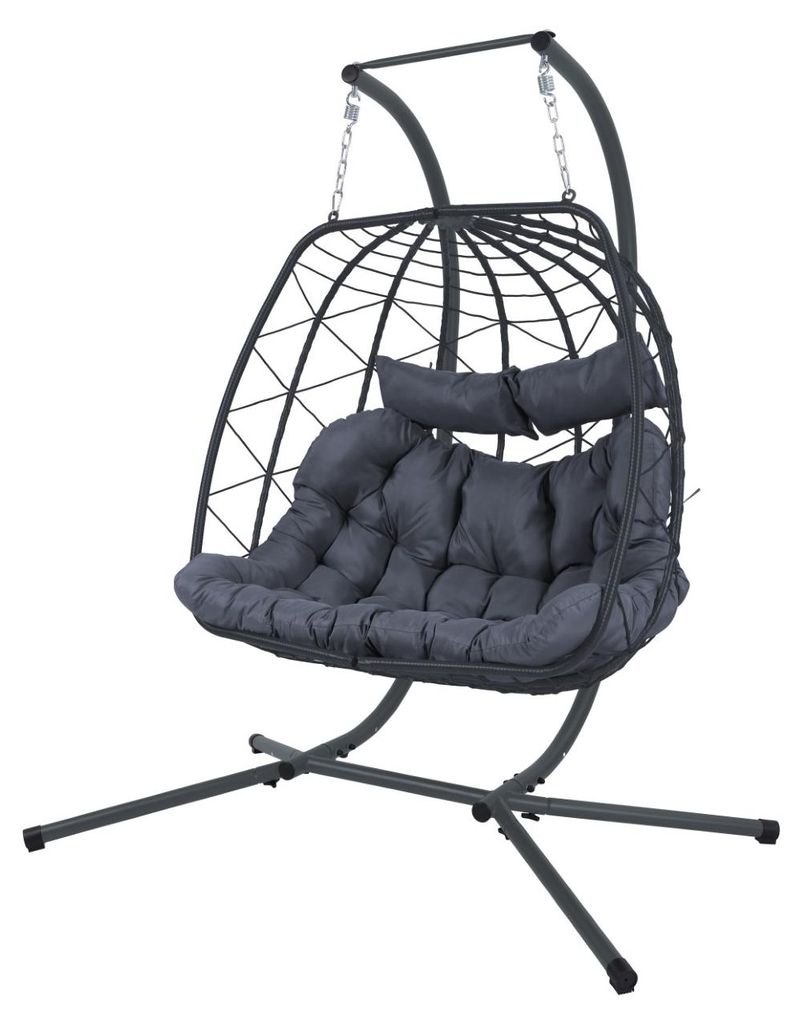 ALEOS. Doppel TWIN Rattan Geflecht Korb Hängesessel m Produktbild 
