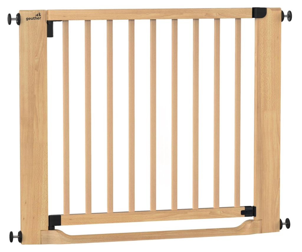 GEUTHER Easylock Flat Step Holz Treppen- & Türschutzgitter | Natur | 95–103 cm | Ohne Bohren | Flacher Tritt | Auto-Close | EN 1930