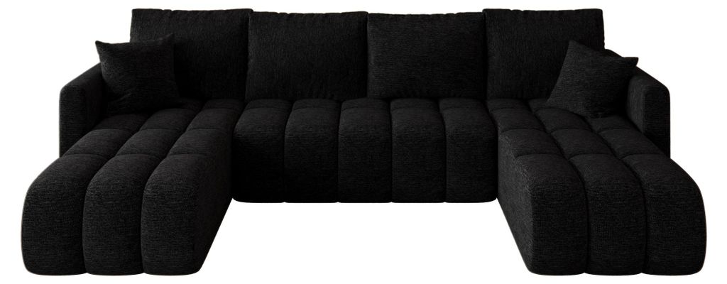CORNERO Ecksofa mit schlaffunktion GARDA U-Form schwarz Strickstoff Aragon 99 - Schlaffunktion, Bettkasten
