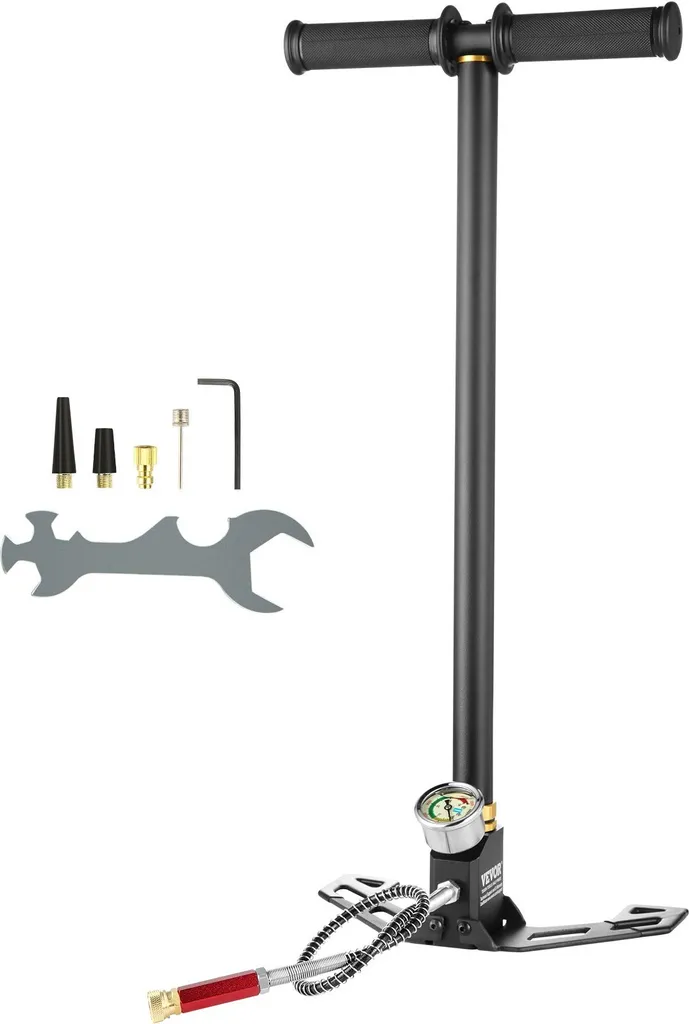 Pompa d'aria manuale, pompa per pistola ad aria compressa da 4500 psi, pompa PCP da 310 bar 3 fasi di ricarica della pistola ad aria compressa Pompa a mano a staffa, pompa a mano a staffa a tre fasi, kit di accessori completo per pompa d'aria manuale - 9