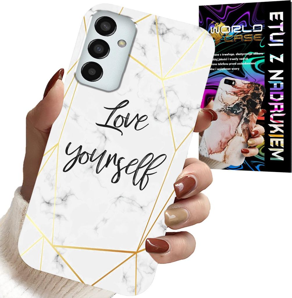 Gehäuse Für Samsung Galaxy M23 - Weisser Marmor Mit Goldenem Rahmen Liebe Dich