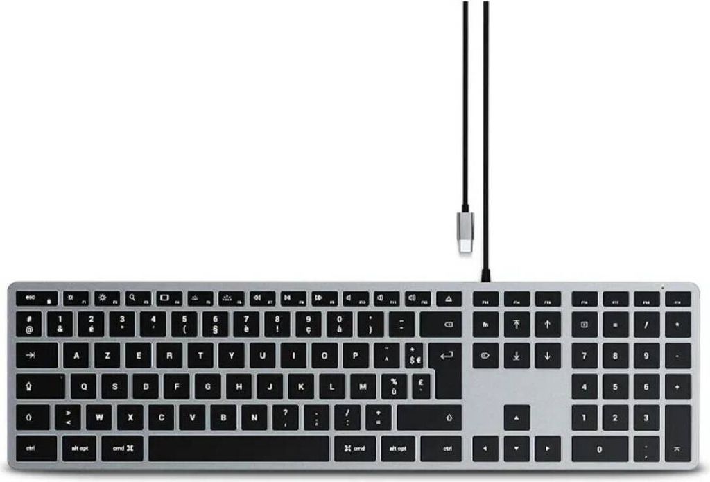 Satechi, Kabelgebundene Tastatur Slim W3 USB-C AZERTY Beleuchtet, Grau