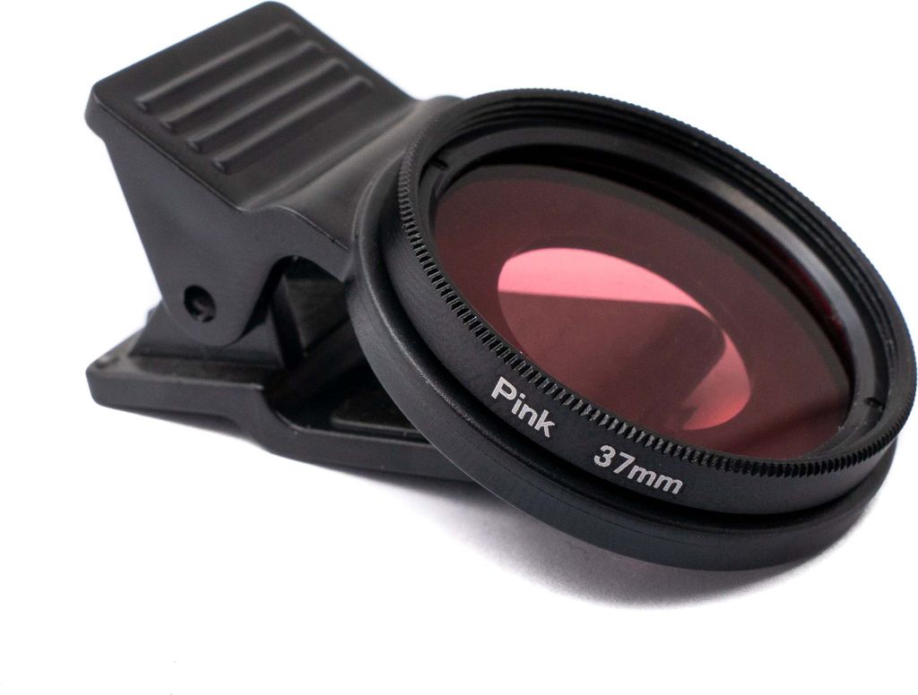 SYSTEM-S Farbfilter Pink 37 mm Linse Farbe mit Clip für Smartphones in Schwarz