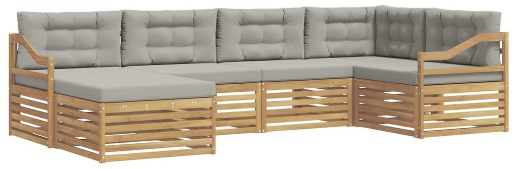 vidaXL Outdoor-Sofagarnitur 6 pcs Weiß und Hellgrau Polyester