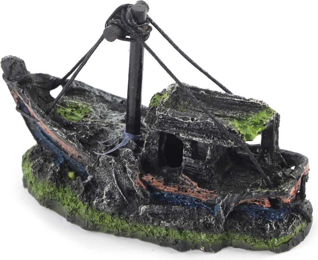 Aquarium Dekoration, Harz, Schiffswrack, hochrealistisch, Versteckhaus, für Fischlandschaft, 12.5cm