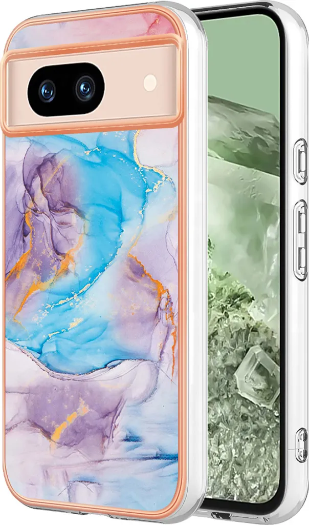 Custodia per Google Pixel 8A, custodia in silicone TPU antiurto a fantasia, blu