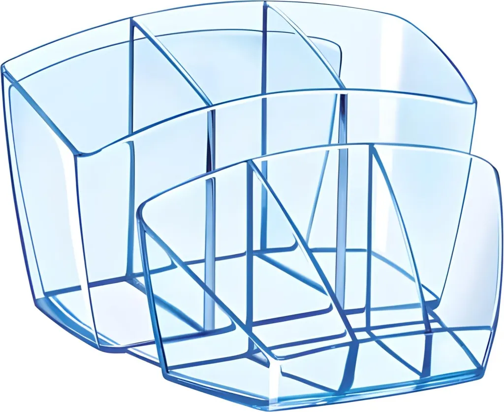 Plumier Cep Bleu Glacier Design Translucide avec Compartiments de Tri