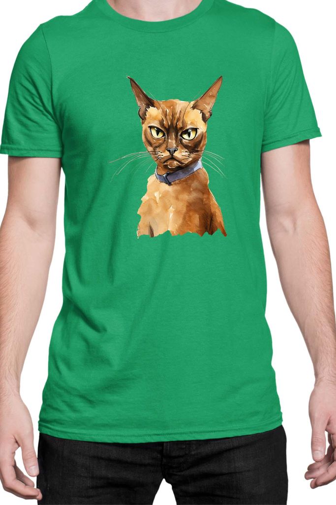 Herren T-Shirt Funny Cats Breeds Burmese Cat 020, Man M / Grün