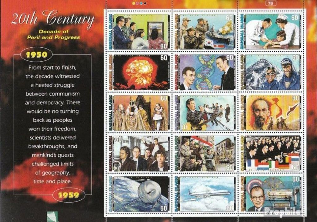 Briefmarken Marshall-Inseln 1999 Mi 1155-1169 Zd-Bogen (kompl.Ausg.) postfrisch Das 20. Jahrhundert