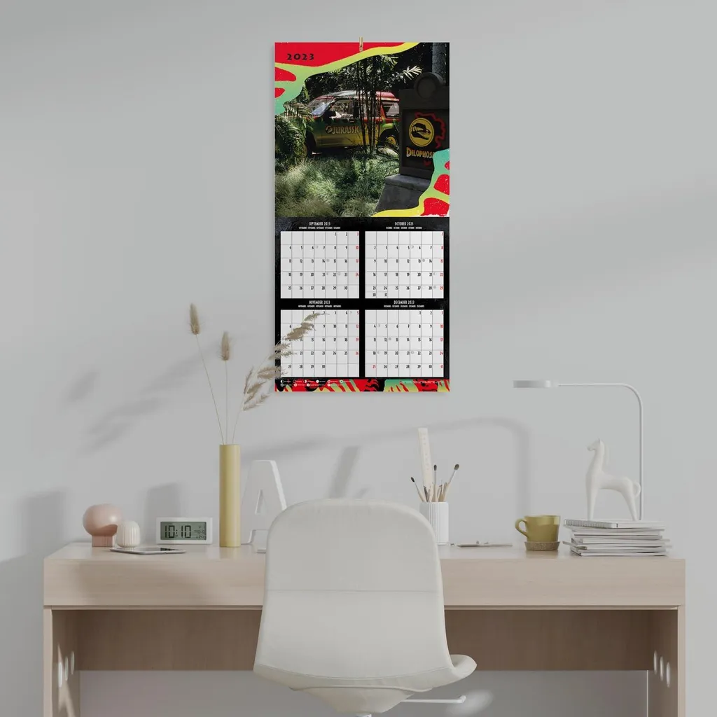 Calendrier mural Jurassic Park 2024 avec poster exclusif format 30x30