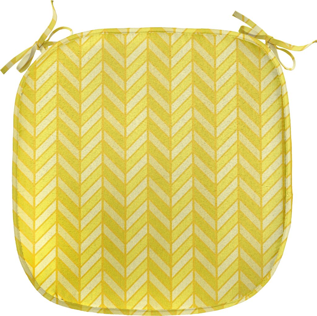 ABAKUHAUS Yellow Chevron Polster für Esszimmerstühle, Vertikal Retro, Dekoratives wasserfestes Kissen mit Riemen für Küchensitze, 40 cm x 40 cm...