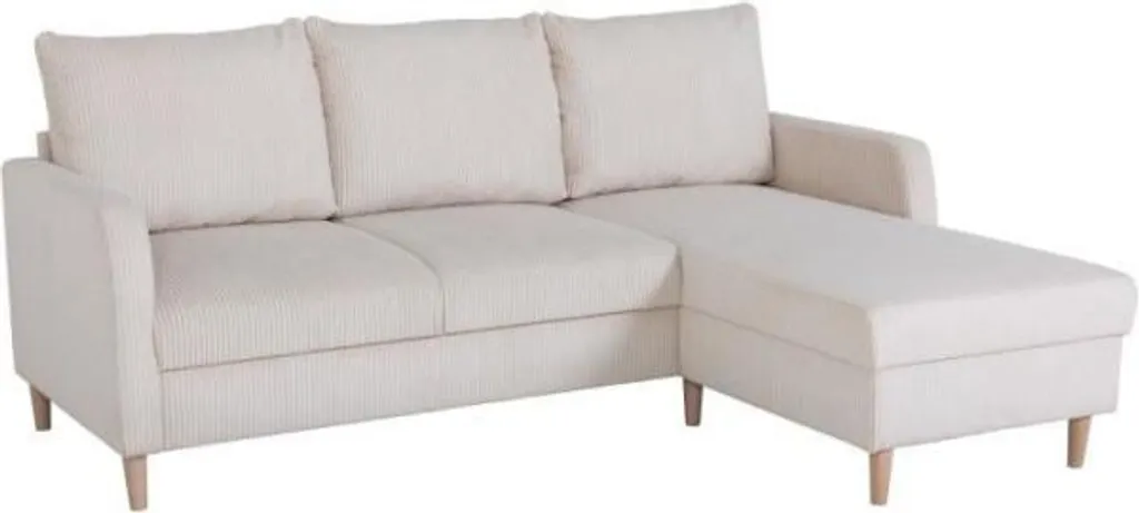 Canapé d'angle fixe 3 places en tissu Lincoln Perle - Modèle CHIPY 192cm