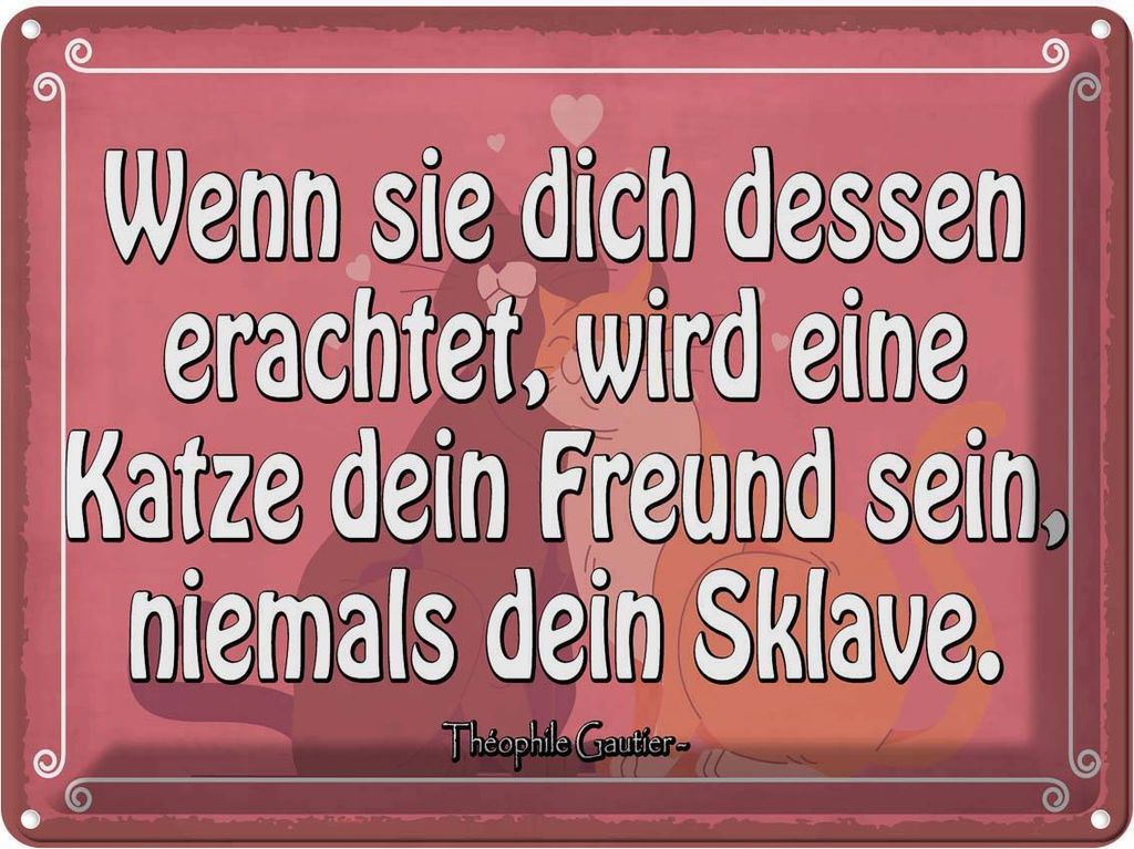 vianmo Blechschild 30x40 cm Katze dein Freund niemals Sklave Tier Haustier