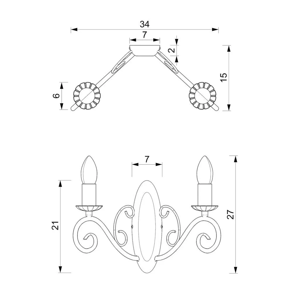 Applique Double Mauro Noire E14 - Solution Éclairage Mural sans Reflet