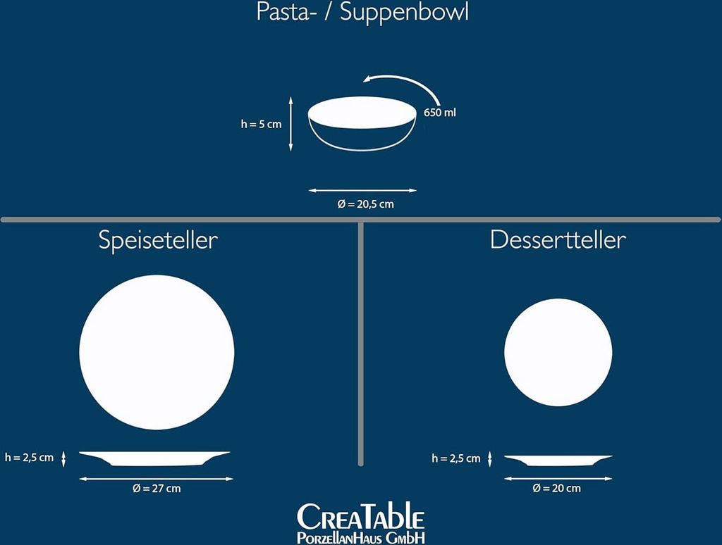 CreaTable, 20341, Serie Luna Weiss, 18-teiliges Produktbild 