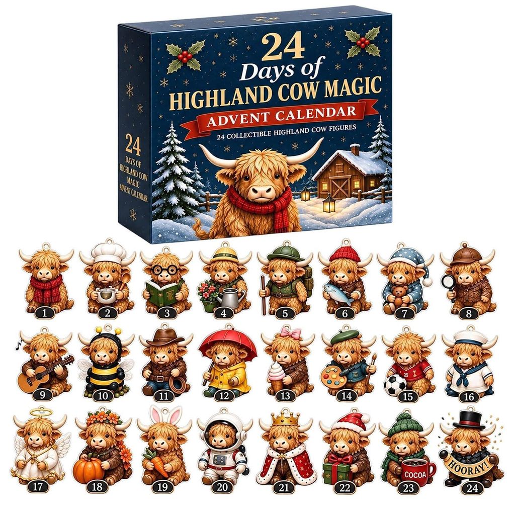 Adventskalender 24 Tage Highland Cow Magic 24 Sammelfiguren Produktbild 