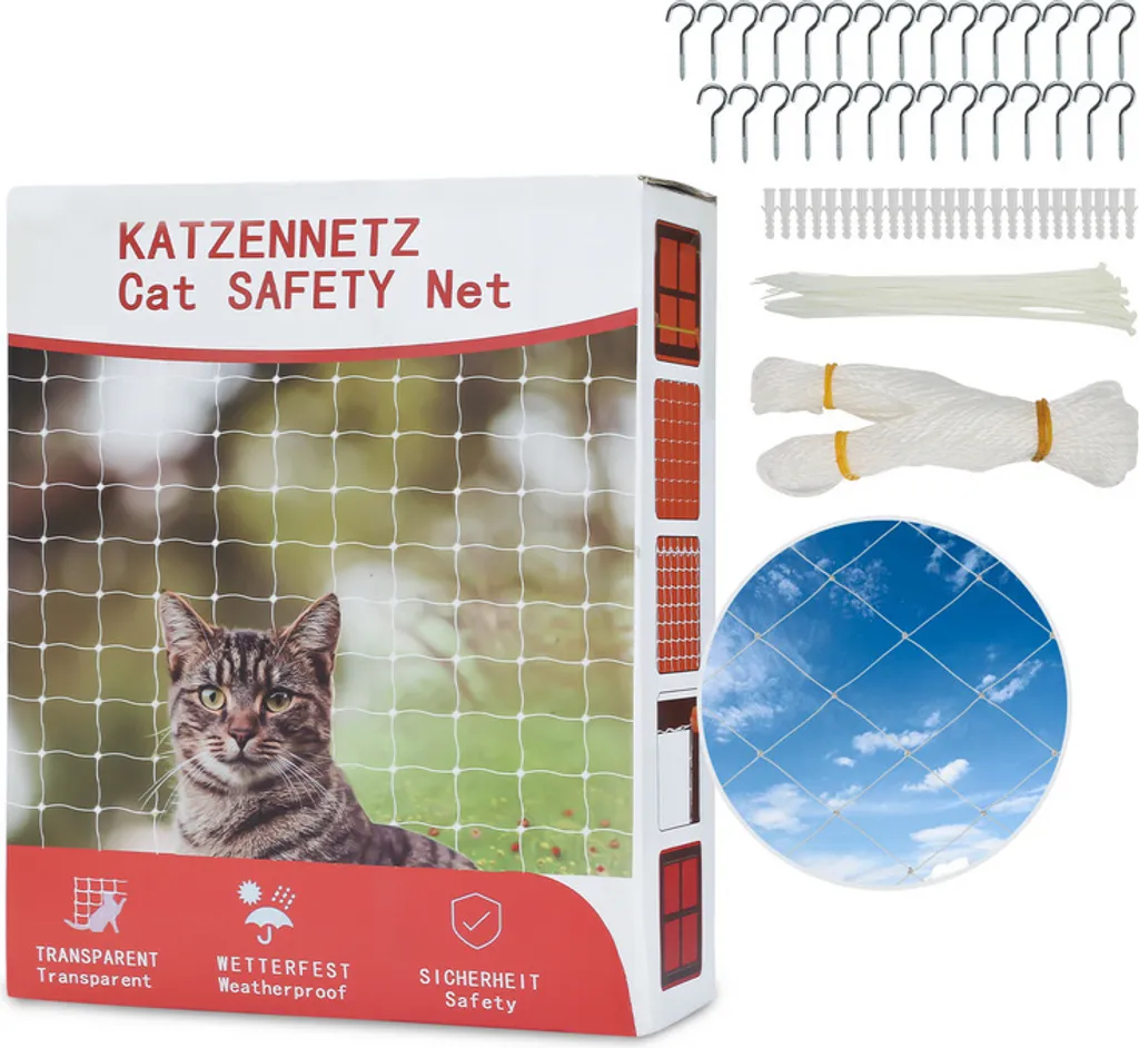 Jopassy Rete Sicurezza Gatti 3x8m Trasparente | Kit Montaggio Incluso