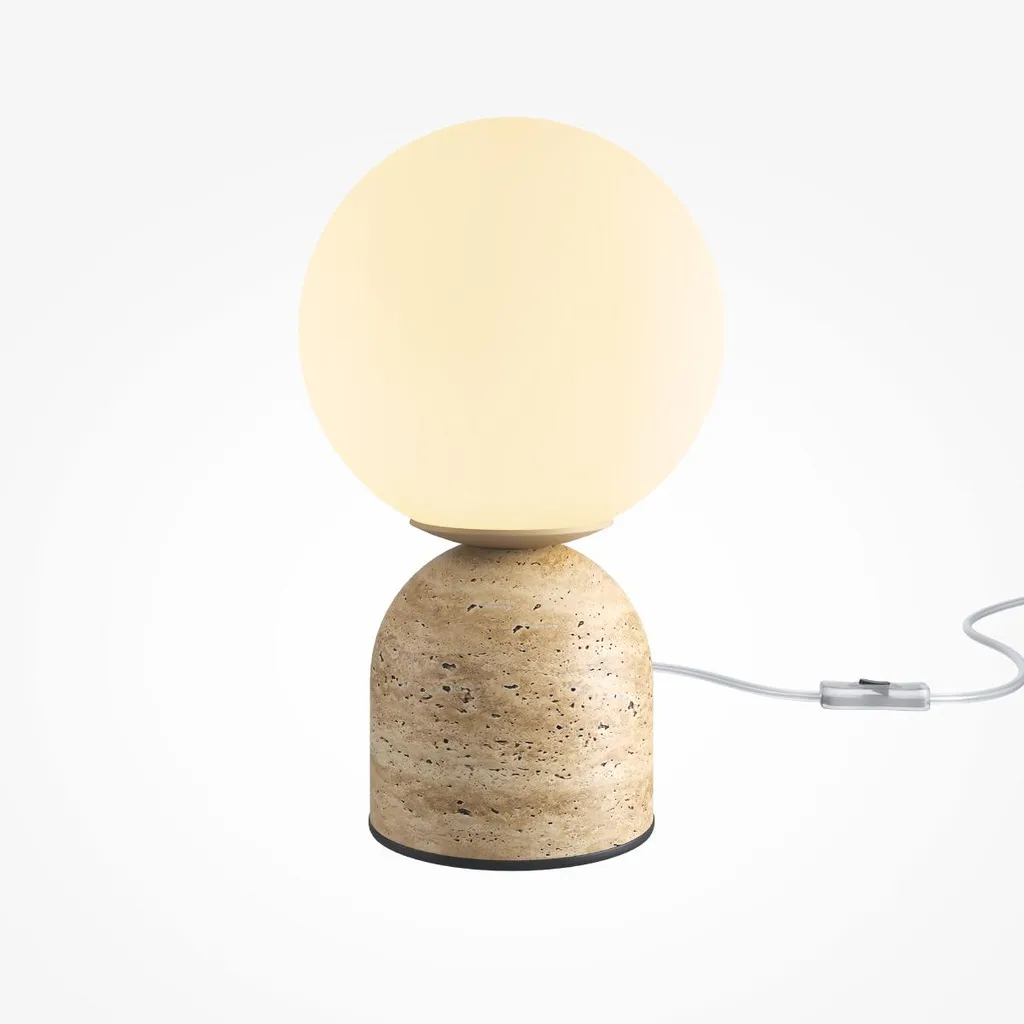Lampe à poser design en pierre beige et verre dépoli TAVO par Maytoni