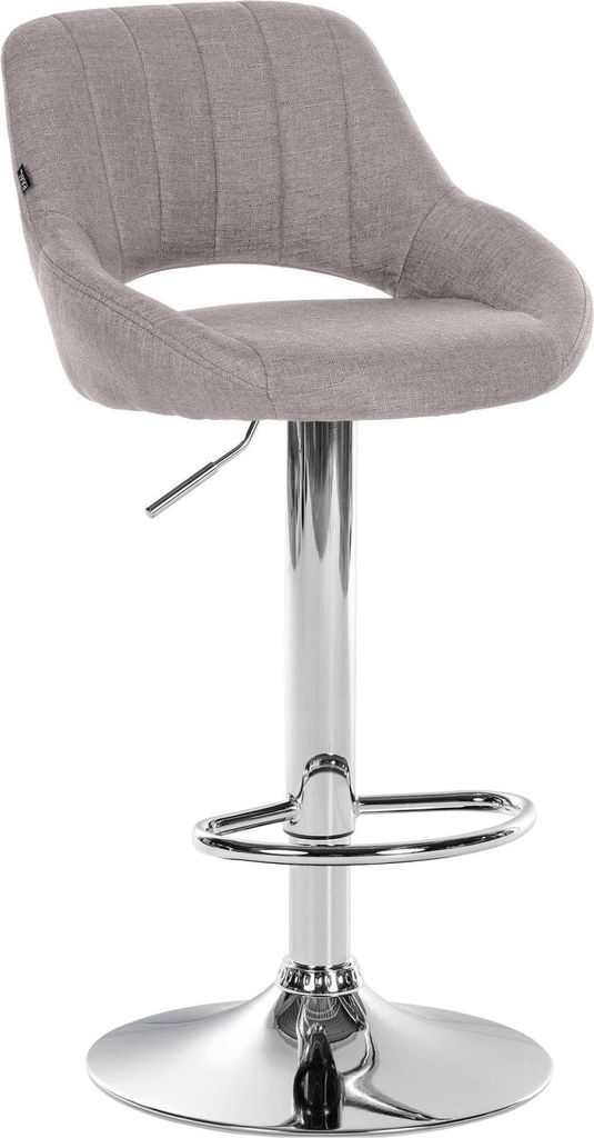 Moderner Barhocker - Hocker - Höhenverstellbar, 360° drehbar & Stoffpolsterung | Farbe: Grau | Grundfarbe: Chrom