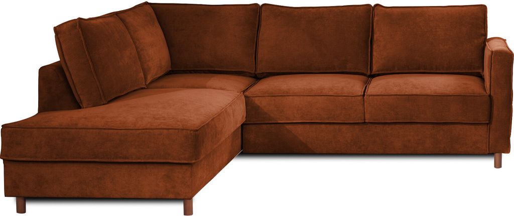 Lisa Design JAKE - Ecksofa mit Schlaffunktion - 5-Sitzer - Samt - links , Rostfarben