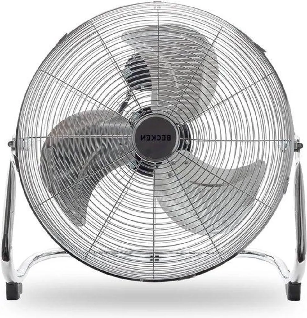 Ventilateur rotatif inclinable en chrome 150W - 3 vitesses de souffle