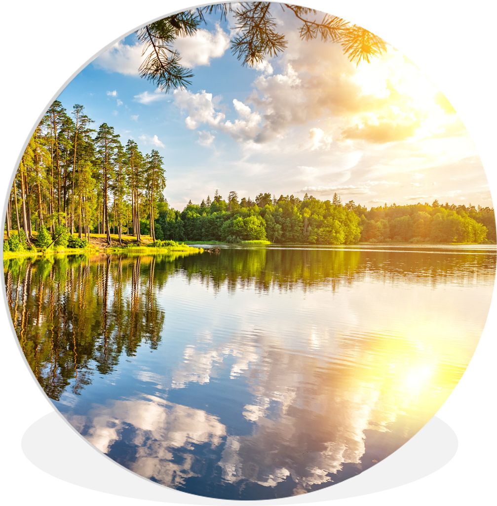 MuchoWow Rundes Wandbild - Runde Bilder Tropisch - Bäume - Wasser Ø 90 cm Kreis Wanddekoration Kunststoff - Wandkreis - Wandschmuck - Wand-Krei...