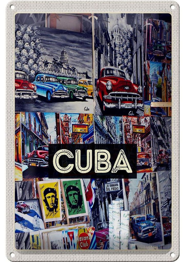 Blechschild Reise 20x30cm Cuba Karibik Freiheit Stadt Gemälde