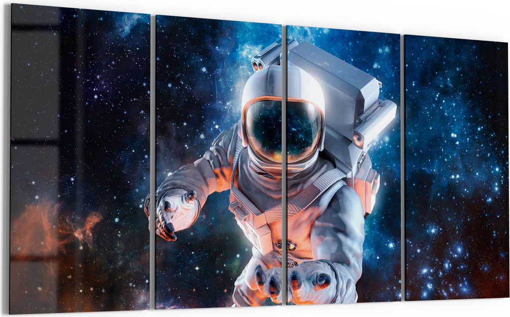 DEQORI Glasbild Echtglas 4x30x60 cm 'Schwereloser Astronaut' Wandbilder XXL groß