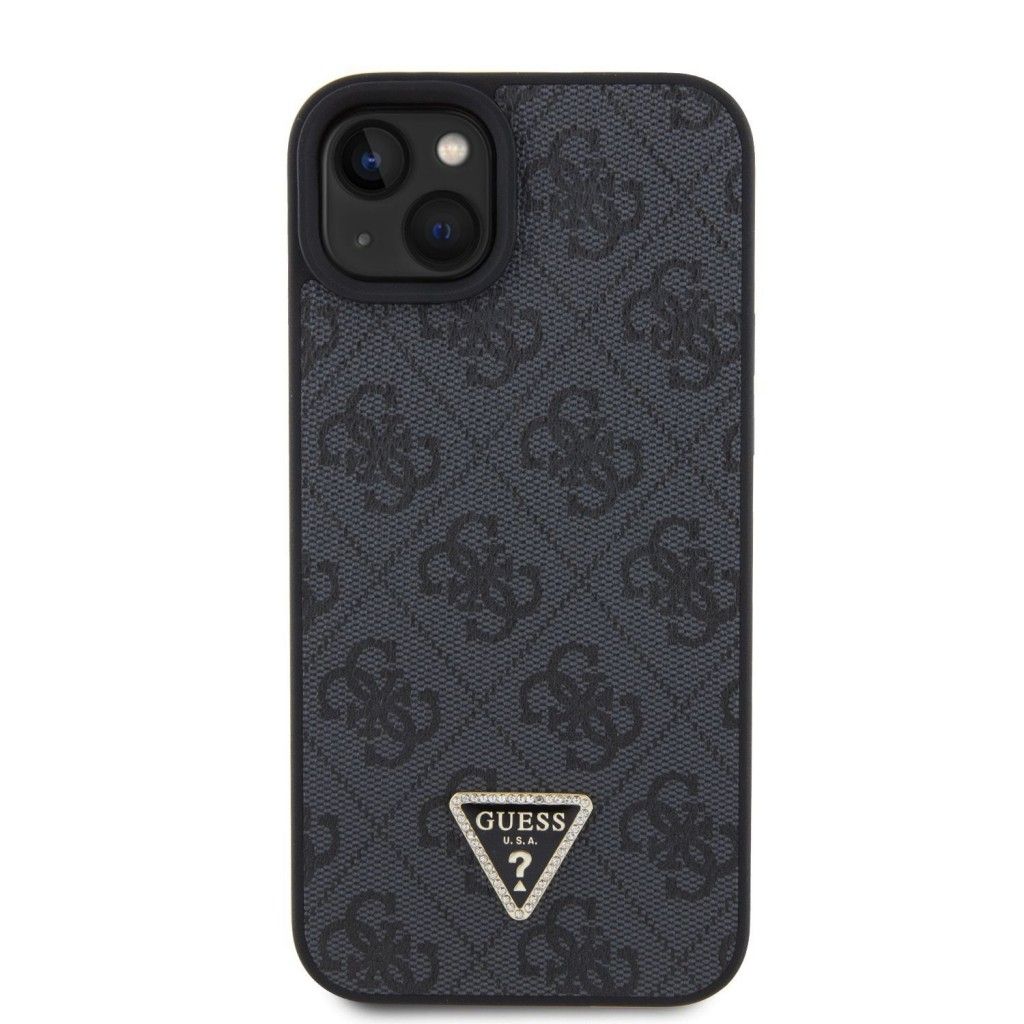 iPhone 15 Pro Max Guess 4G Strass Triangle Metal Logo Case with Crossbody  Strap