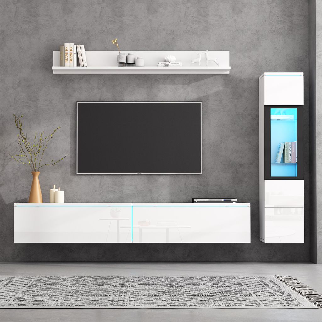 Set di pensili TV Merax 3 pezzi con illuminazione a LED Immagine del prodotto 