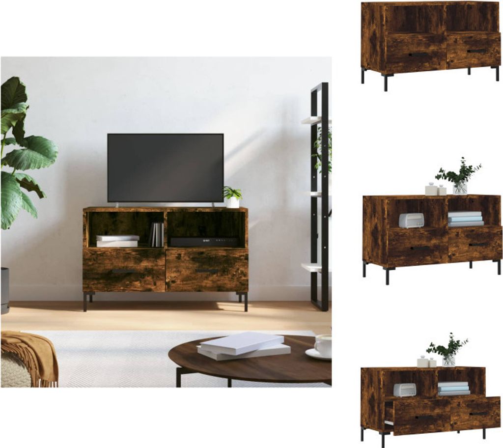 vidaXL TV-Schrank Räuchereiche 80x36x50 cm Holzwerkstoff - TV-Möbel