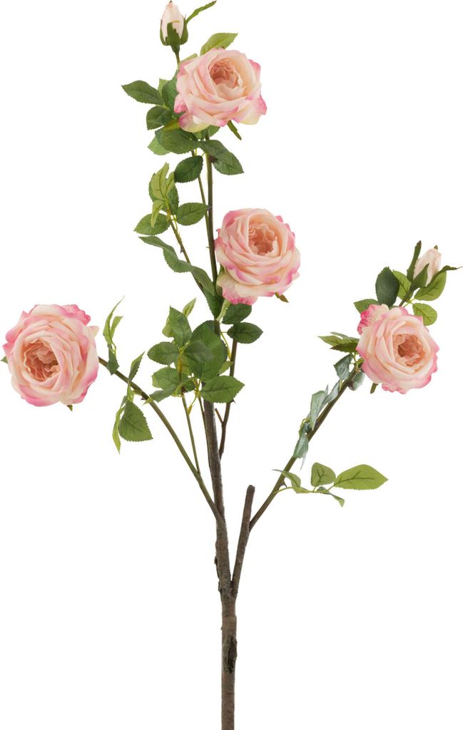 Rose 4 teile+blätter plastik rosa