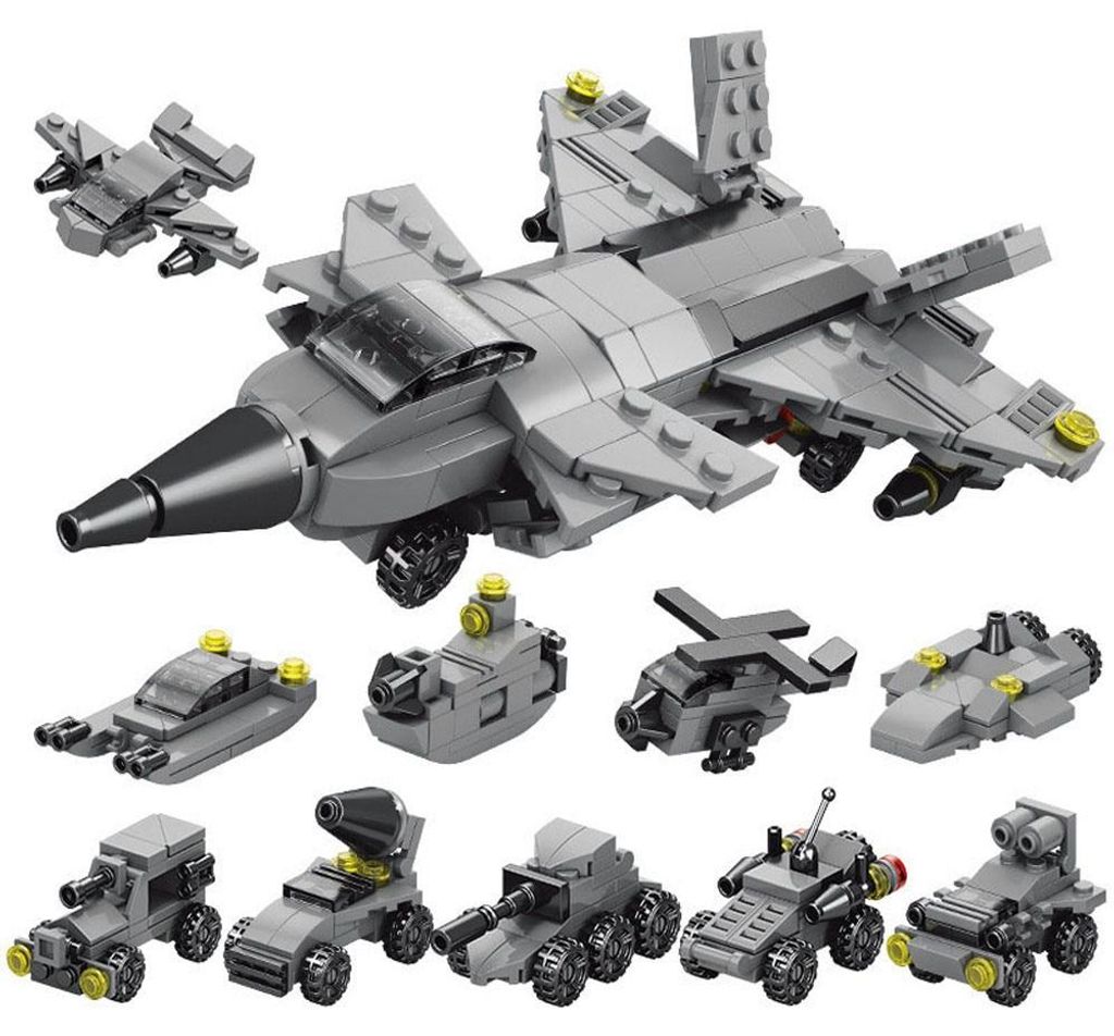 Kampfjets 10 in 1 Tier Bausteine Bausaetze, Mini Bausteine Set, STEM Klemmbausteine, Weihnachten Geburtstag Party Geschenke fuer Teenager ab 3 Jahr...