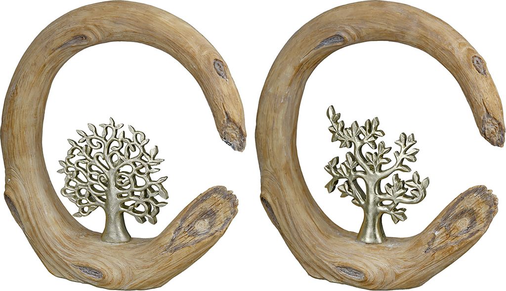 Gilde Skulptur "Baum" Kunstharz naturfarben, silberfarben 37387