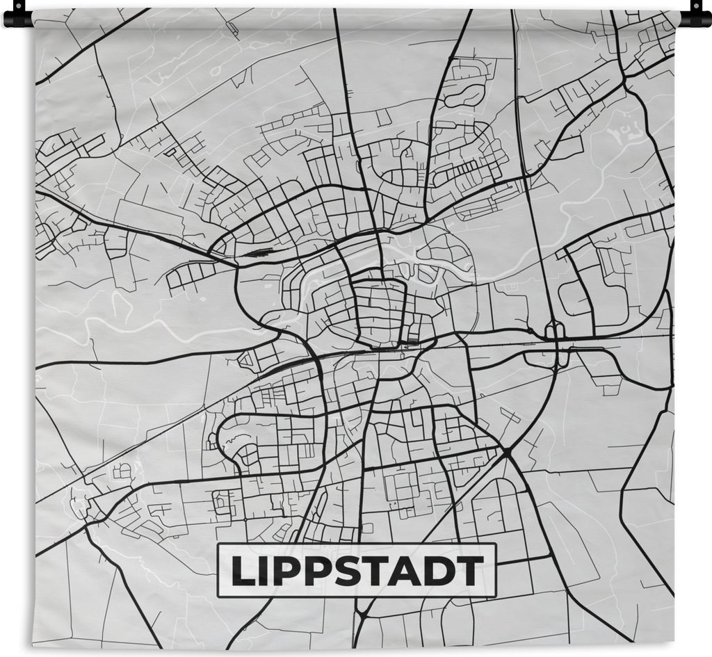 MuchoWow Wandteppich Wandbehang Karte - Lippstadt - Deutschland - Karte 150x150 cm Tapisserie Dekoration Wandtuch - Wohnaccessoires - Modernes