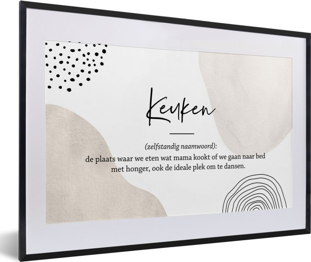 MuchoWow Gerahmtes Poster Küche - Mutter - Zitate - Definition Küche - Sprichwörter 60x40 cm - Poster mit Schwarzem Bilderrahmen Wandposter Ra...