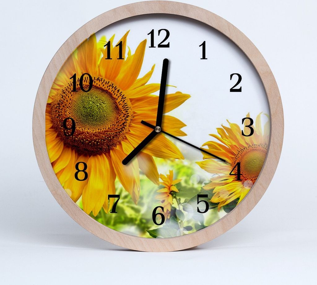 Holzuhr 20fi cm wanduhr - Sonnenblume Natur