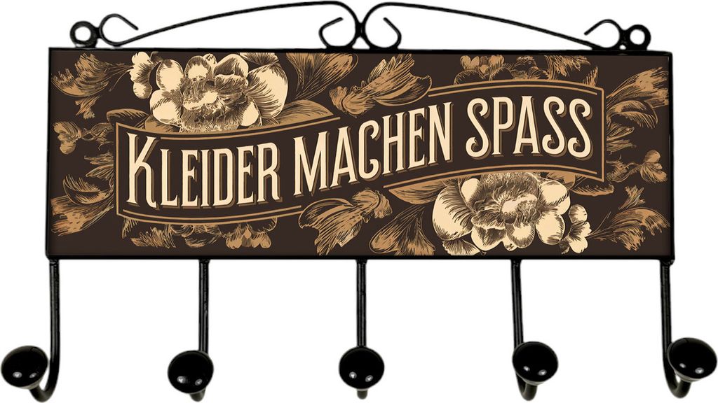 KLEIDER MACHEN SPASS Kleiderhaken Leiste mit 5 Haken Florale Vintage Blumen