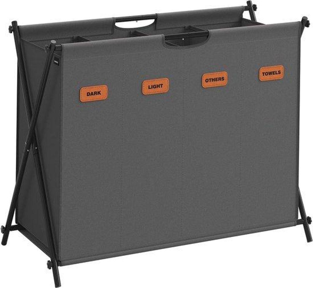 Wäsche Sortierer - 4 Fächer - Rollgerät - Wäsche Organizer - Wäsche Sortiereinrichtung - Wäsche trennen - Einbäumelbar - Wäschezimmer Acces...
