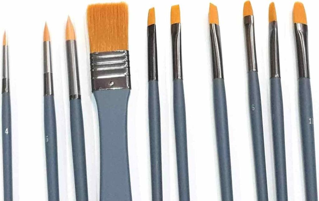 9 štetcov na akrylové farby a 1 štiepkovač Obrázok produktu 