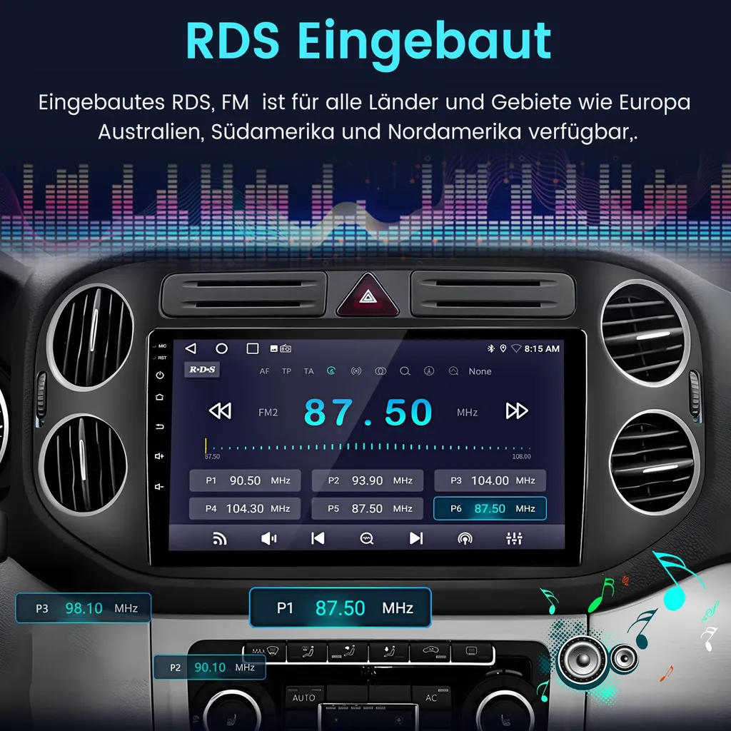 Autoradio Android 13 per VW Tiguan 2007-2016 CarPlay Android Auto GPS - 8
