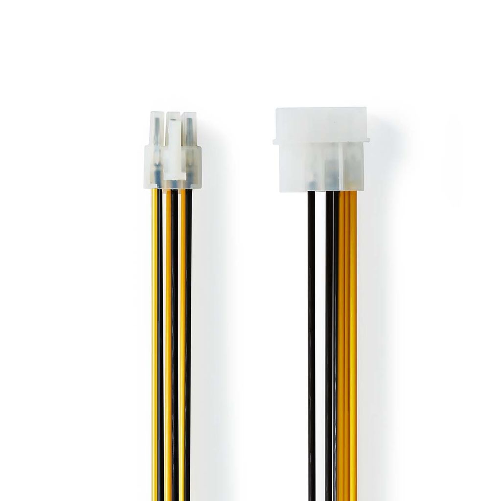 Nedis Interne Stromkabel - Molex Stecker - PCI Express Stecker - Vergoldet - 0.20 m - Rund - PVC - Gelb / Schwarz - Umschlag
