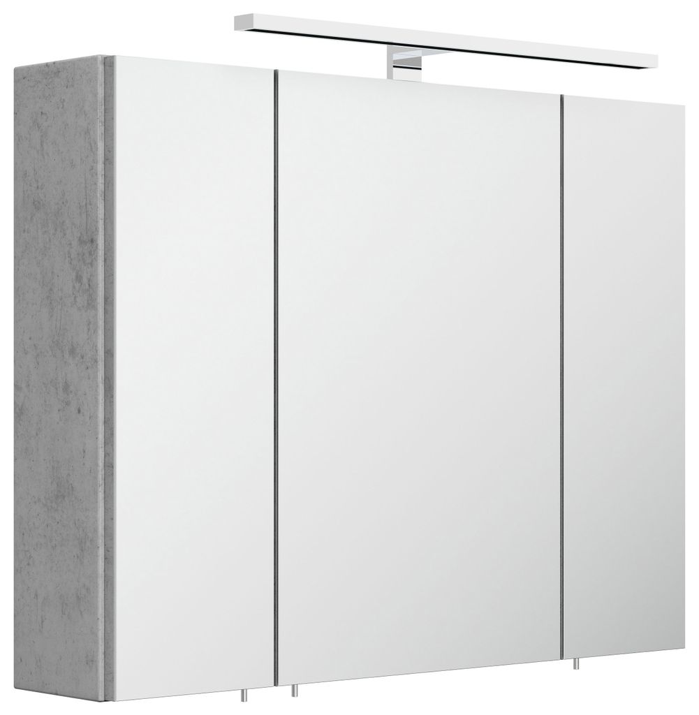 Spiegelschrank 75cm inkl. Design LED-Lampe und Glasböden beton : Beton Varianten: Beton