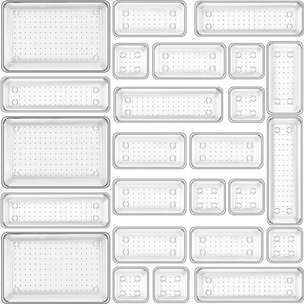 Système de rangement 25 pièces en plastique transparent pour tiroirs
