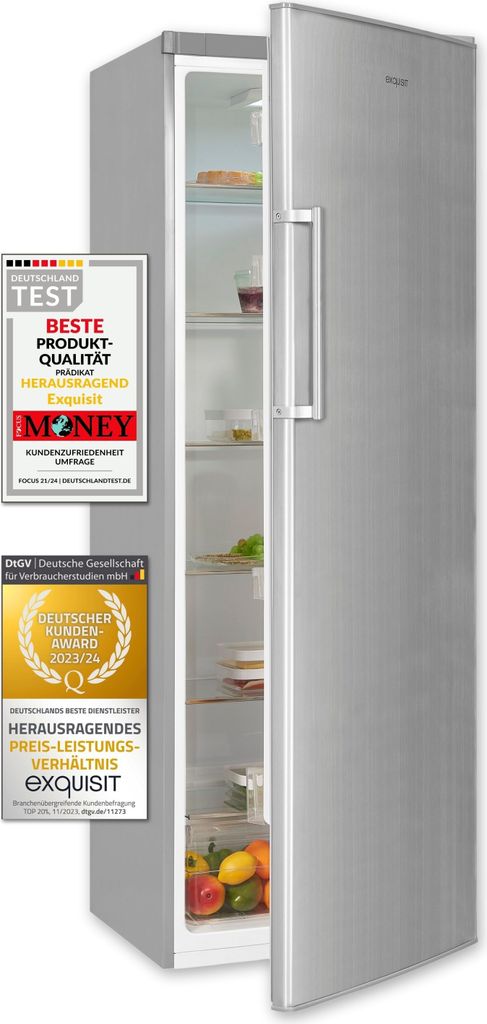 Exquisit Vollraumkühlschrank KS350-V-H-040D inoxlook | Produktbild 1