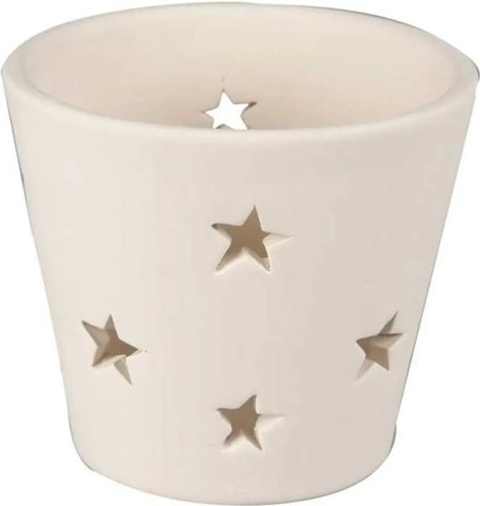 Offerta Set 12 Portacandele Stelle Bianco Terracotta - Stock Limitato