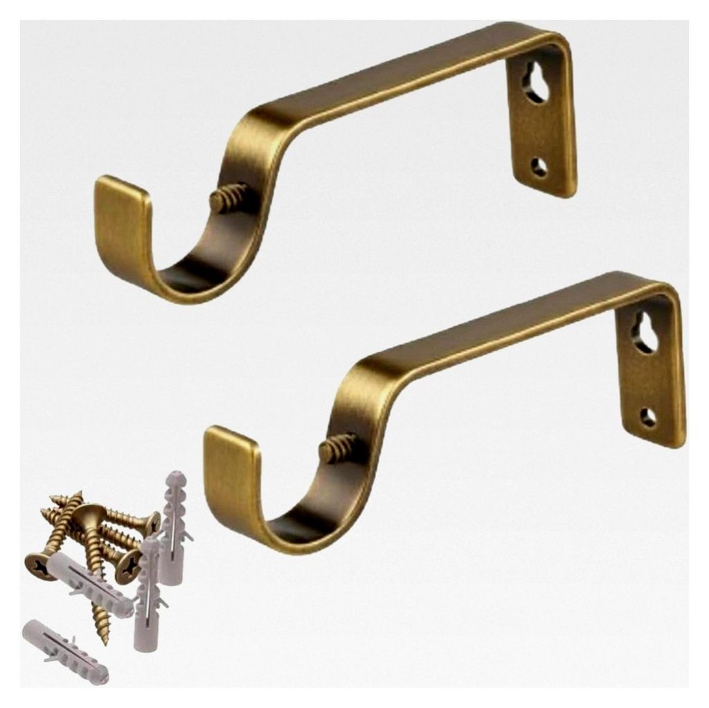 Metall Gardinenstangenhalterungen Messing Set mit Schrauben für 28 mm Gardinenstangen, 2 Stück
