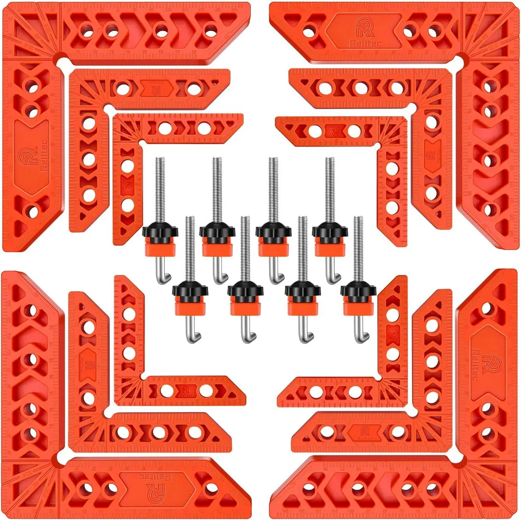 Pinces d'angle réglables pour boiseries avec ressort haute tension